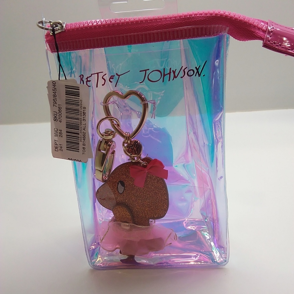 Betsey Johnson New Gold Ballerina Bear Key Fob
